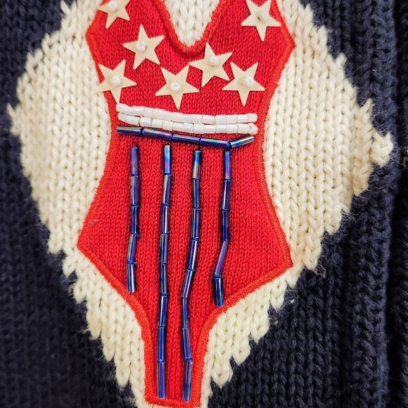 Susan Bristol Beaded Embroidered Swimsuits Blk/Wht Cottagecore Whimsicore Large. - Picture 10 of 12